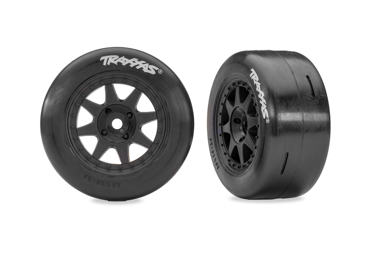 Black Rear Mini Rally Wheels w/ Slick Tires (Soft) (2)