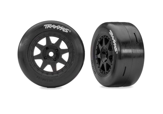Black Front Mini Rally Wheels w/ Slick Tires (Hard) (2)