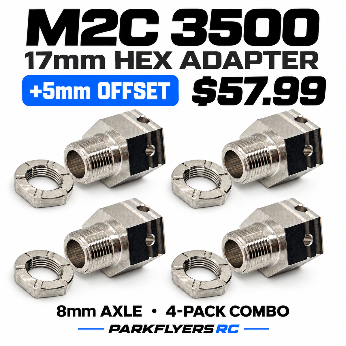 M2C 3500 17MM +5MM HEX UNIVERSAL HEX ADAPTER FOR 8MM AXLES