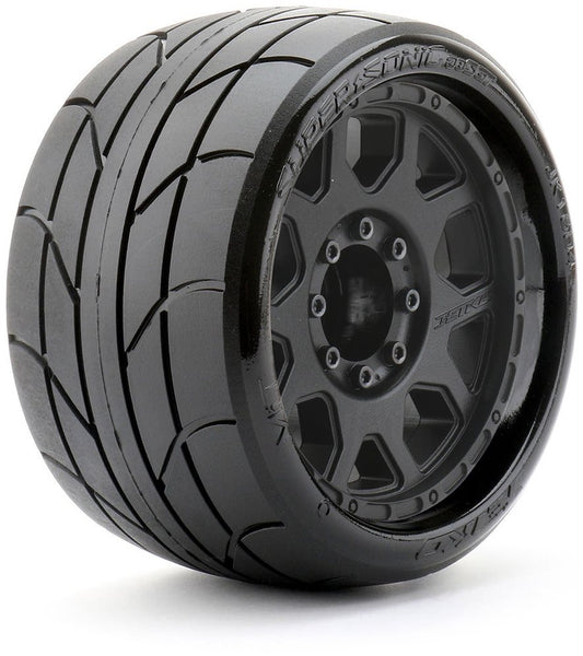 Jetko 1/8 Sgt 3.8 Super Sonic Tires Mounted On Black Claw Rims, Medium