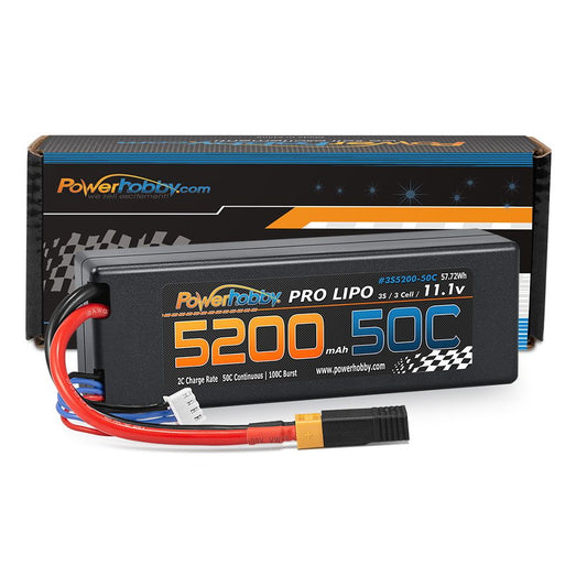Powerhobby 3s 11.1V 5200mah 50c Lipo Battery Hardcase XT60 Plug w Adapter