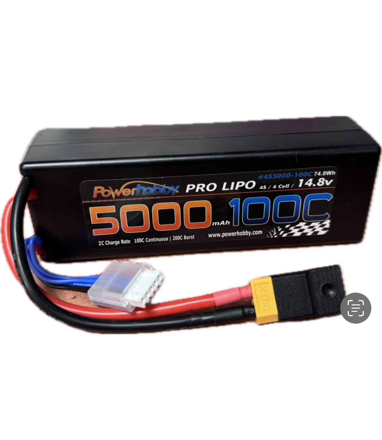 Powerhobby 4S 14.8V 5000mah 100C Lipo Battery w XT60 Plug Hard Case LCG