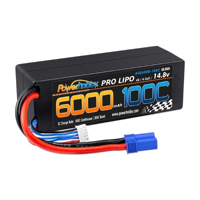 4s 14.8v 6000mah 100c Lipo Battery w EC5 Hard Case 4-cell