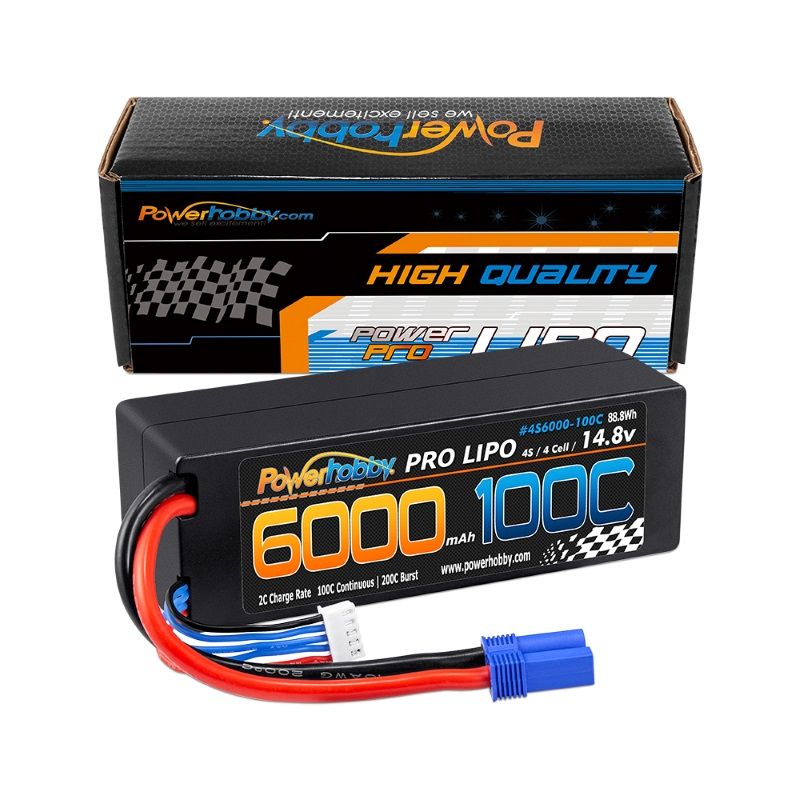4s 14.8v 6000mah 100c Lipo Battery w EC5 Hard Case 4-cell