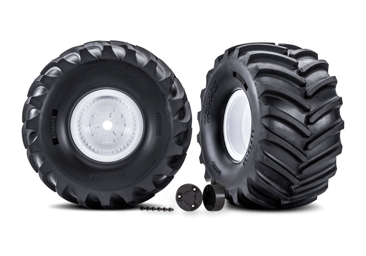 White X-Monster Wheels w/ Terra Groove Tires (2)