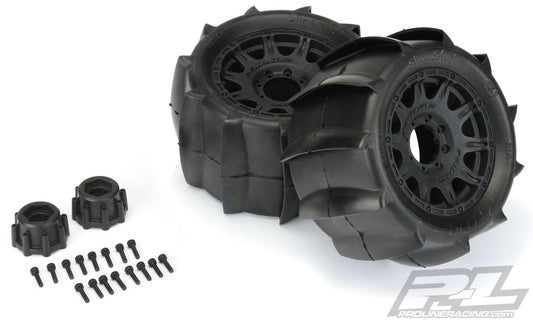1179-10 Sling Shot 3.8" Sand Tires Mounted w/ 17mm MT F/R Black Wheels