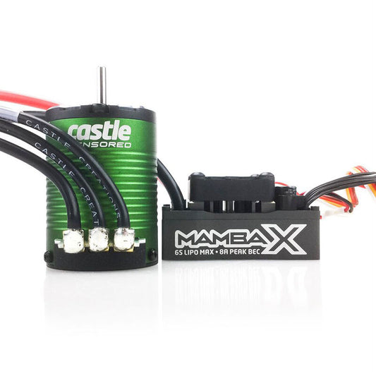 Castle Creations 1/10 Mamba X Waterproof ESC/1406-6900Kv Sensored Brushless Motor Combo: 4mm Bullet