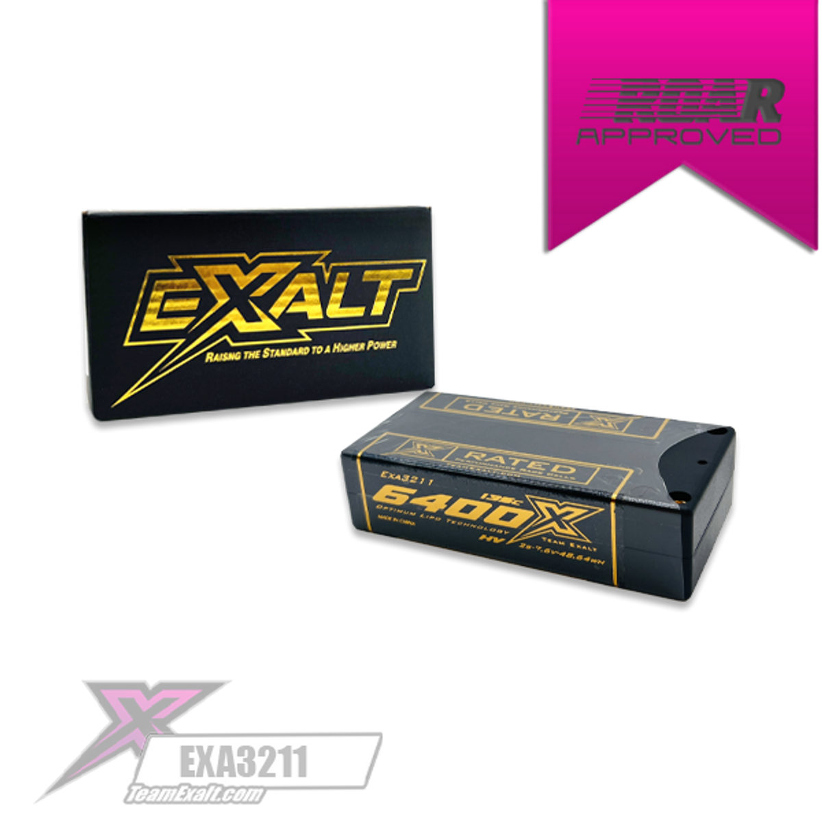 Exalt X-Rated 2S 135C HVX Hardcase Shorty Lipo Battery (7.6V/6400mAh) w/5mm Bullets (EXA3211)