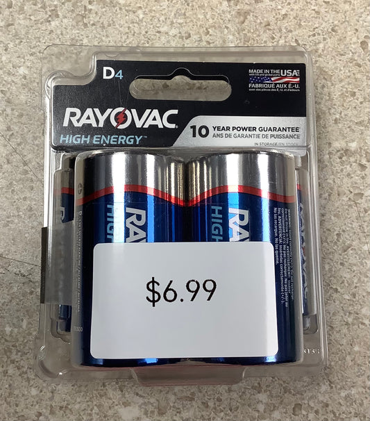 Rayovac D4 High Energy Batteries