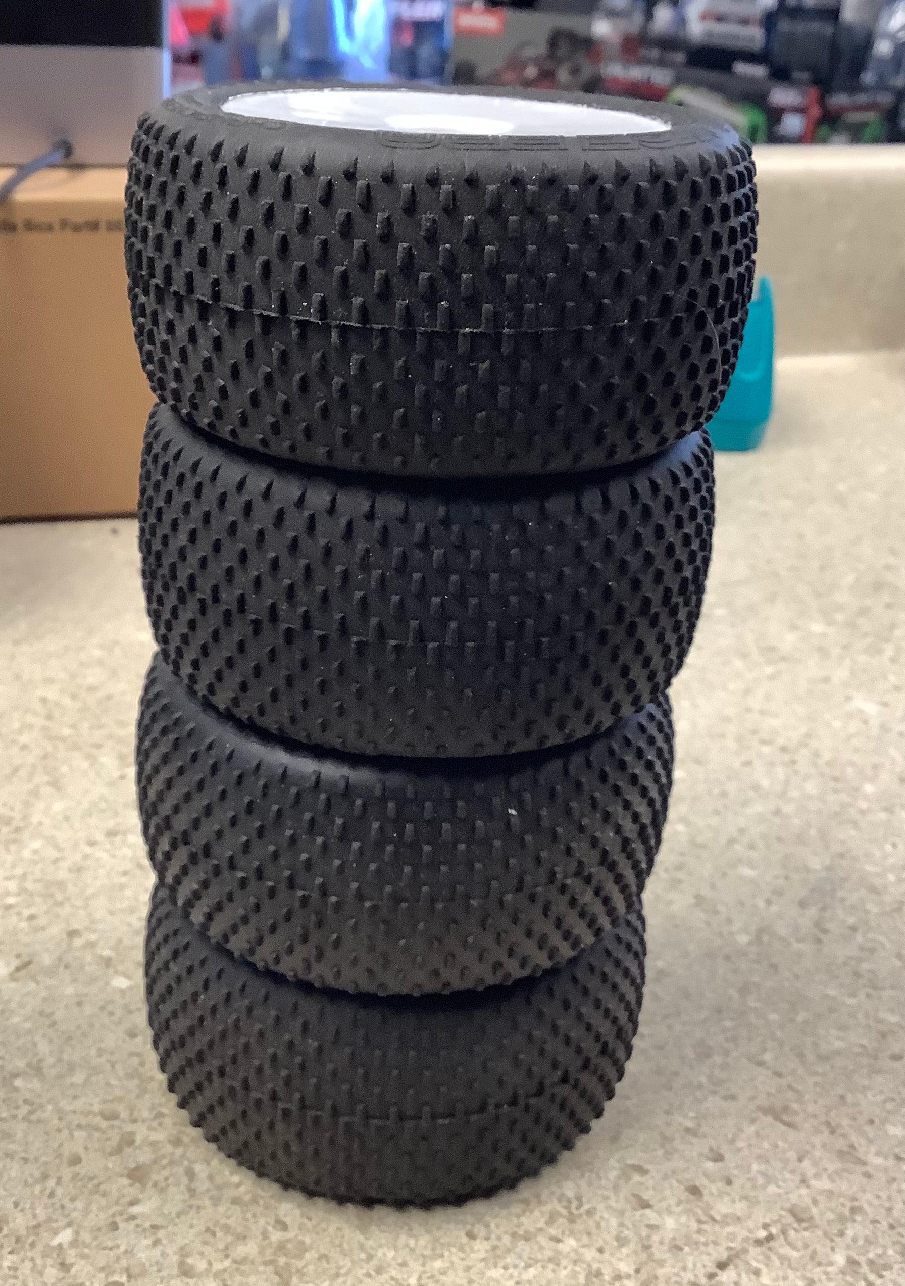 2.2” White Dished Wheels w/ Response Pro Tires (4)