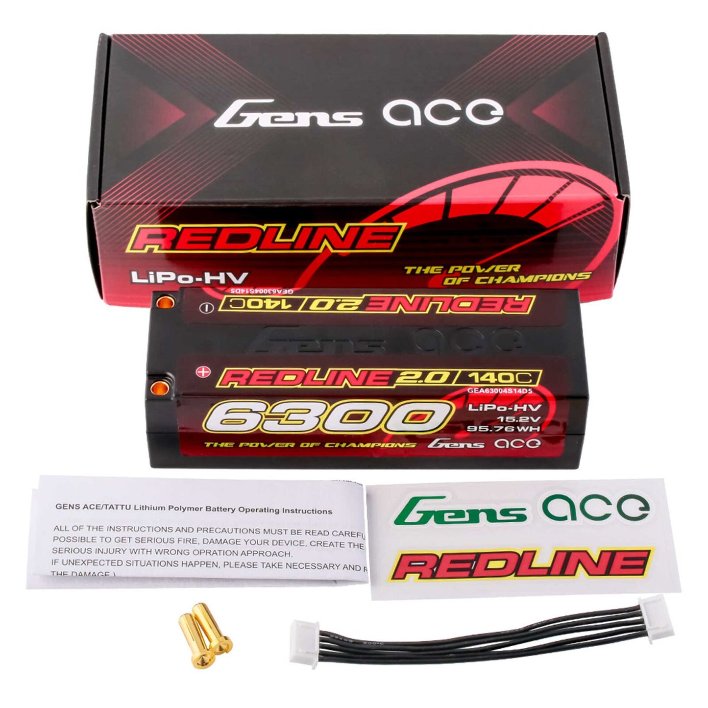 7.6V 6300mAh 4S 140C Hardcase LiHV Battery: 5mm Tubes