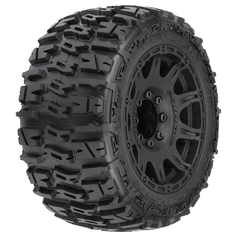 1/8 Trencher LP F/R 3.8" MT Tires Mounted 17mm Black Raid (2)