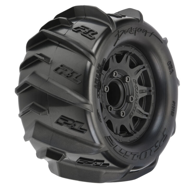 1/10 Dumont Front/Rear 2.8" MT Tires Mounted 12mm Blk Raid
