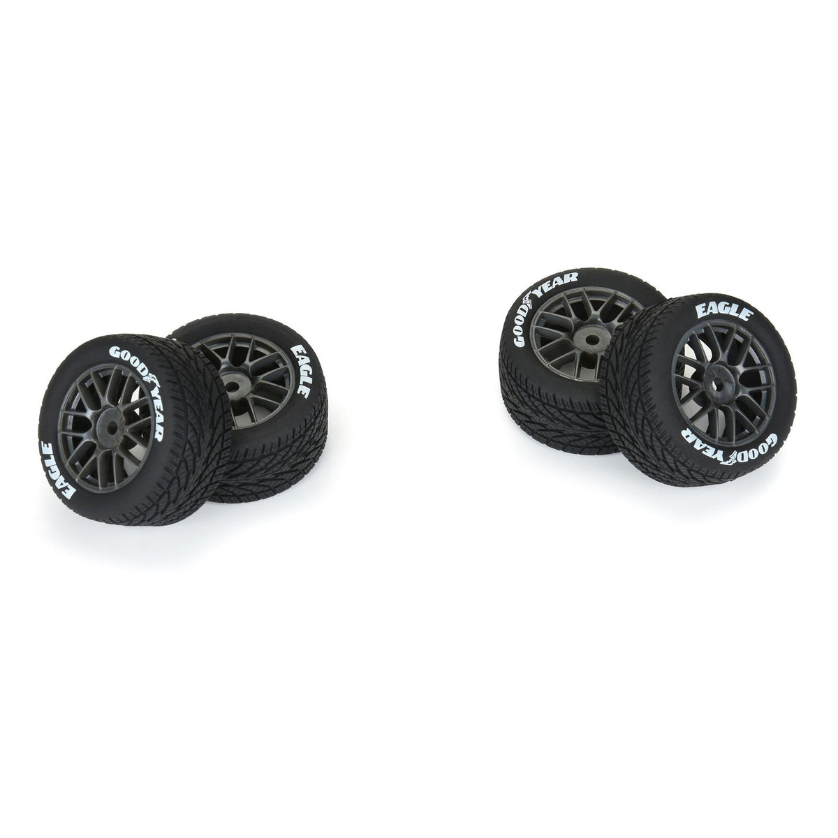 1/12 Goodyear Eagle Dirt Tire F/R MTD Gray Wheels (4): Losi NASCAR