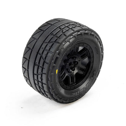 Menace Front/Rear Street Tires Mounted 12mm Black Split Six (2): ARRMA MINI KRATON