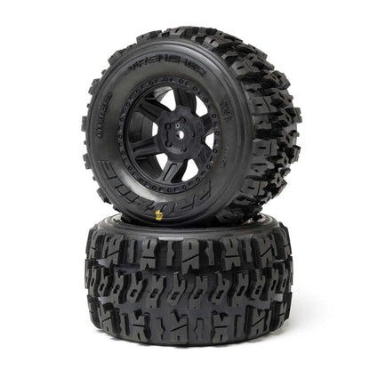 Pro-Line Racing 1/16 Trencher Front/Rear Tires Mounted Desperado 2.0 Wheels, 12mm Hex, Black (2): Traxxas Mini Maxx