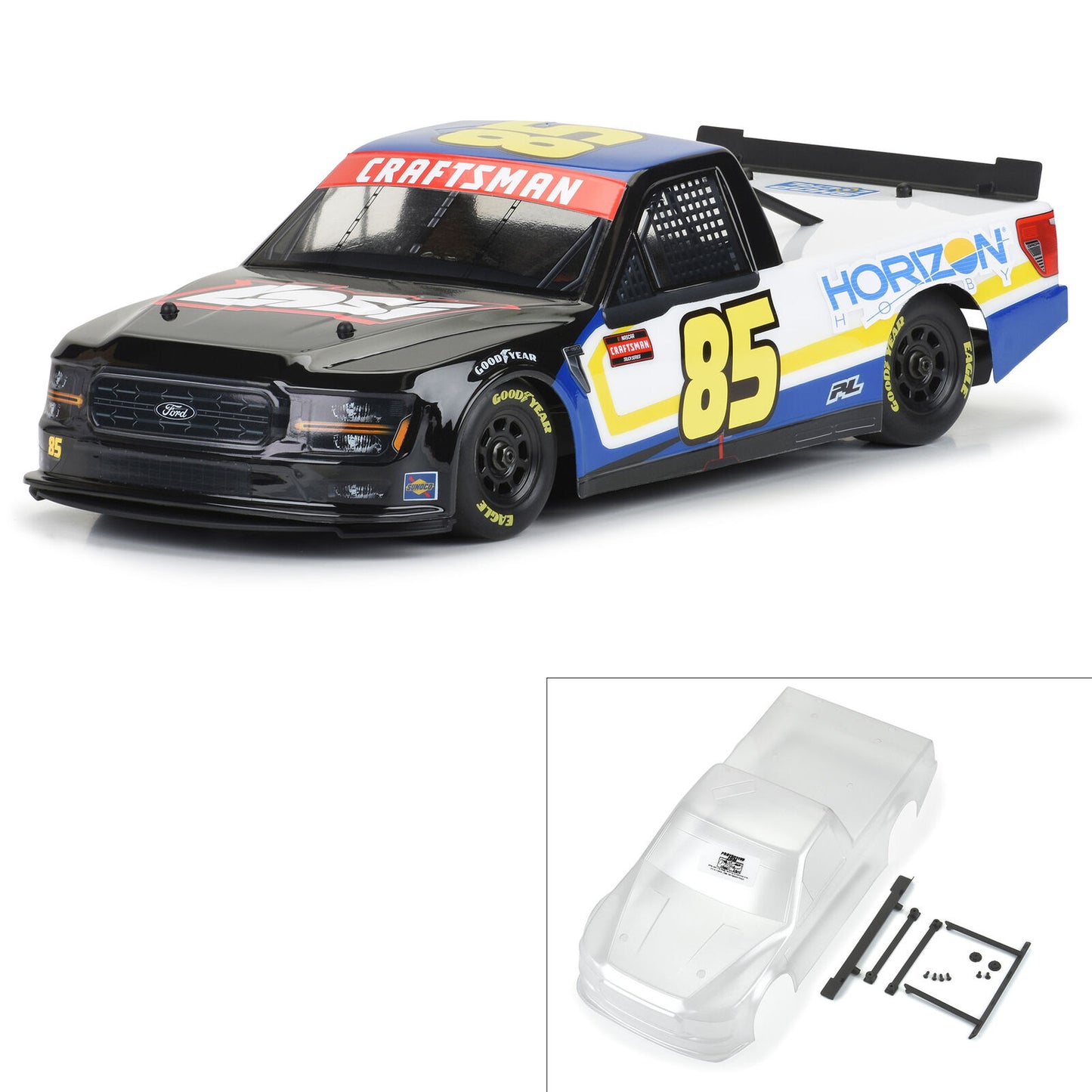1/12 Pre-Cut 2024 Ford F-150 Truck Clear Body: Losi NASCAR