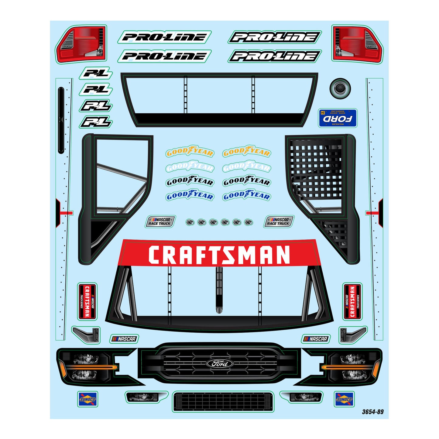 1/12 Pre-Cut 2024 Ford F-150 Truck Clear Body: Losi NASCAR