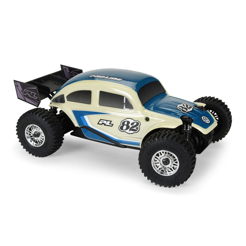 Class 1 VW Bug Race Body Conversion Kit and Flat Iron M/T Tires Mounted 7mm Black Diablo (4) for ARRMA TYPHON GROM