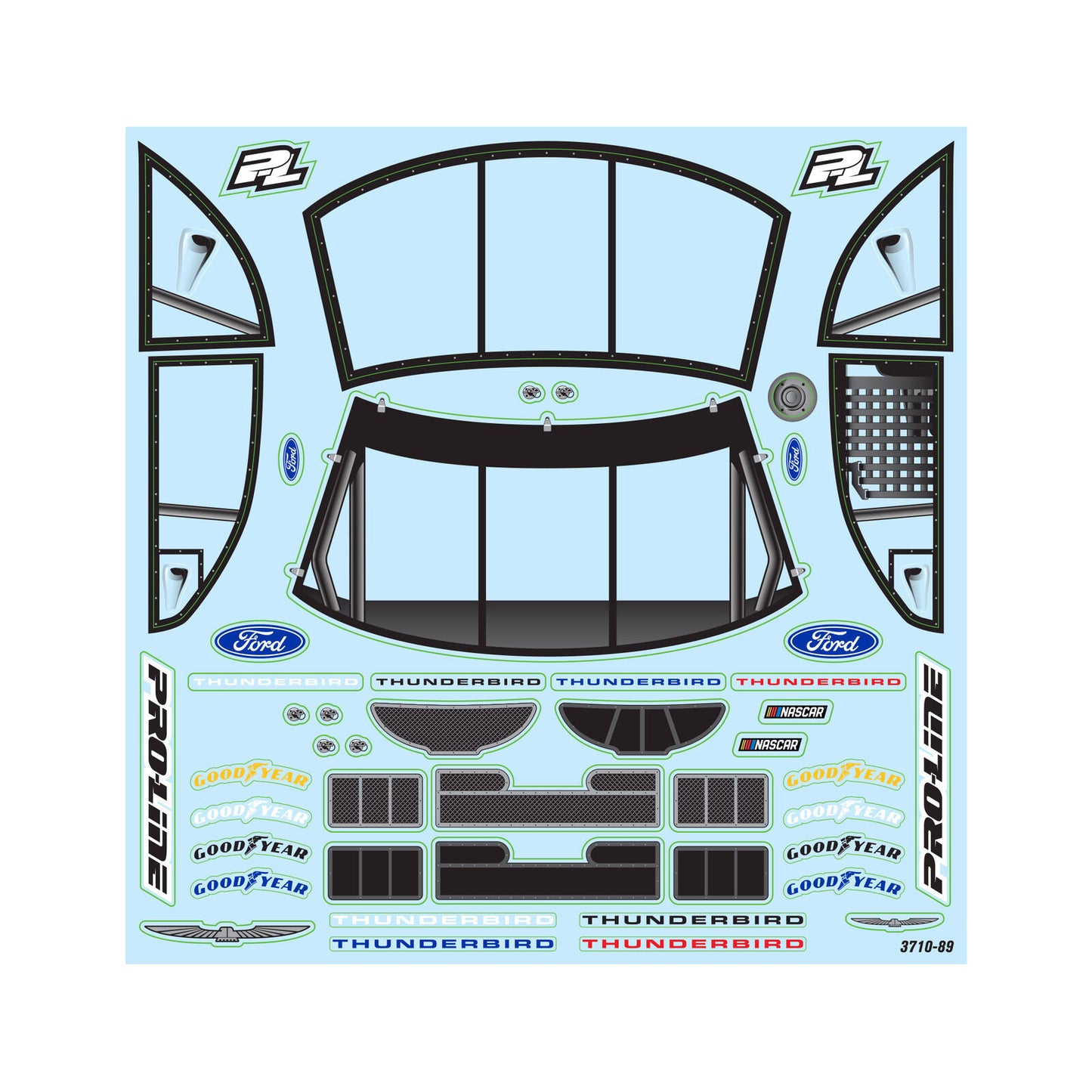 1/12 Pre-Cut 1996 Ford Thunderbird Clear Body: Losi NASCAR