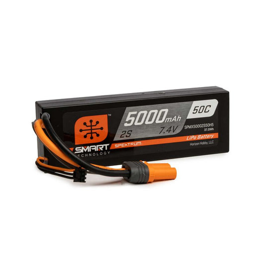 Spektrum SMART 7.4V 5000mAh 2S 50C Smart Hardcase LiPo Battery: IC5