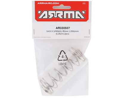Arrma 85mm 1.09n/mm Shock Spring (6.2lb/in) (2) 6S Front Out,Kr,Not, Springs