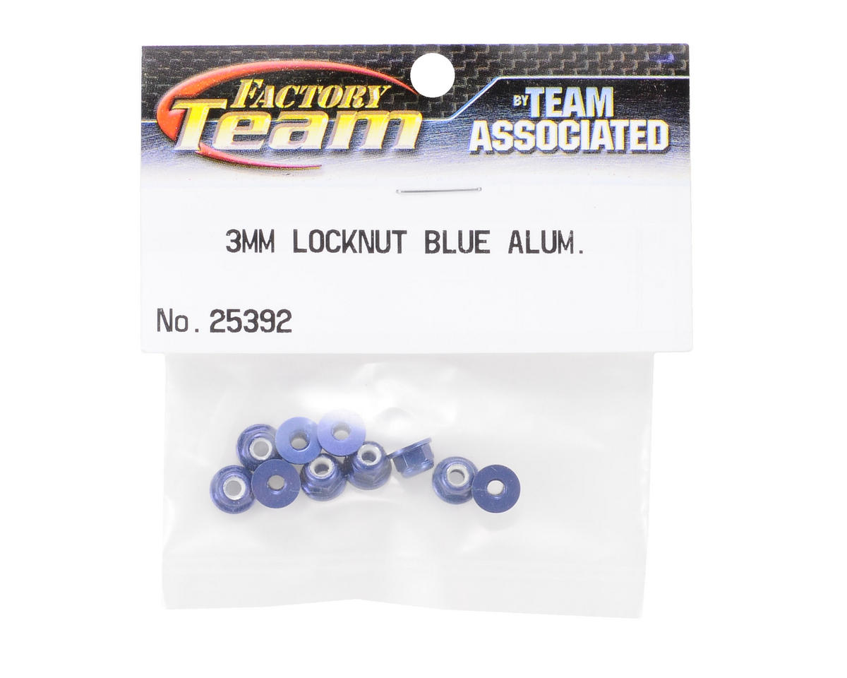 Factory Team 3mm Aluminum Flanged Locknut (Blue) (10)
