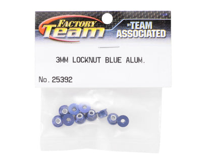 Factory Team 3mm Aluminum Flanged Locknut (Blue) (10)