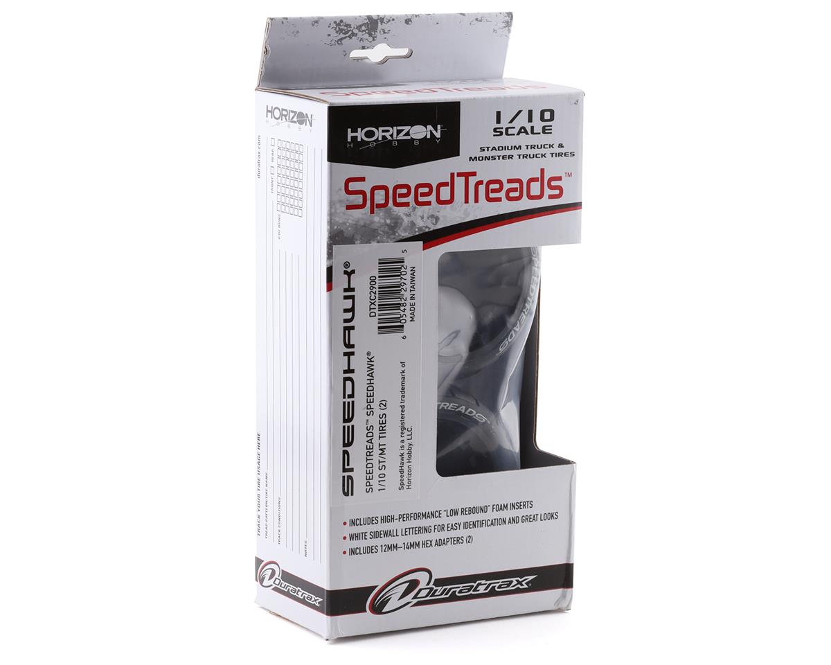 DuraTrax SpeedTreads Speedhawk Pre-Mounted 2.2" Stadium Truck Tires (Black) (2) w/12mm Hex