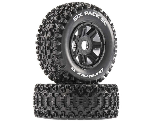 DuraTrax Six Pack Short Course Pre-Mounted Tires (Soft) w/17mm Hex (Black) (2)