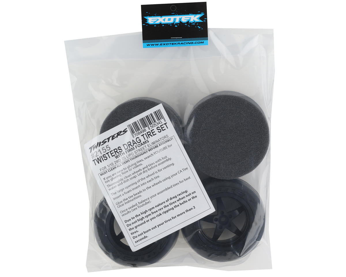 Twister Pro Drag Belted Rear Tires & Wheel Set w/Soft Foam (2) (Firm)