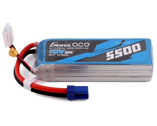 Gens Ace 3s LiPo Battery 60C (11.1V/5500mAh) w/EC5 Connector