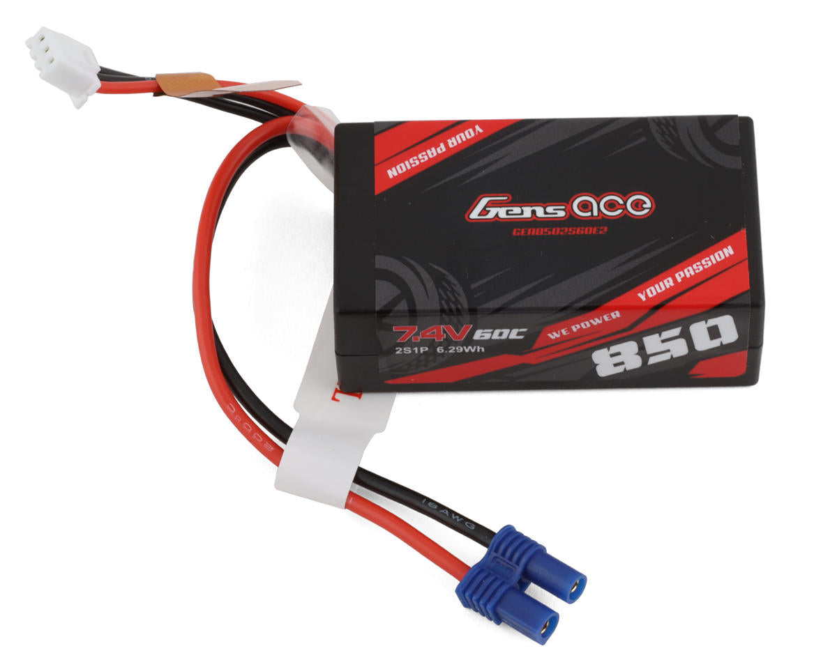 2S LiPo Battery 60C (7.4V/850mAh) w/EC2 Connector (Losi Mini-B)