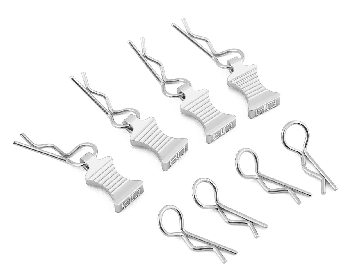 Hot Racing 1/10 Aluminum EZ Pulls w/Body Clips (Silver) (4)