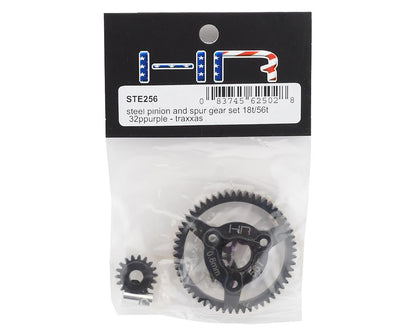 32P Steel Pinion & Spur Gear Set (Purple) (18T/56T) (Slash, Rustler, Stampede, Bandit)