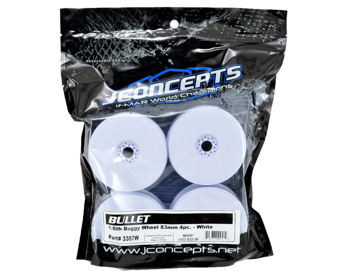 JConcepts Bullet 83mm 1/8th Buggy Wheel (White) (4)