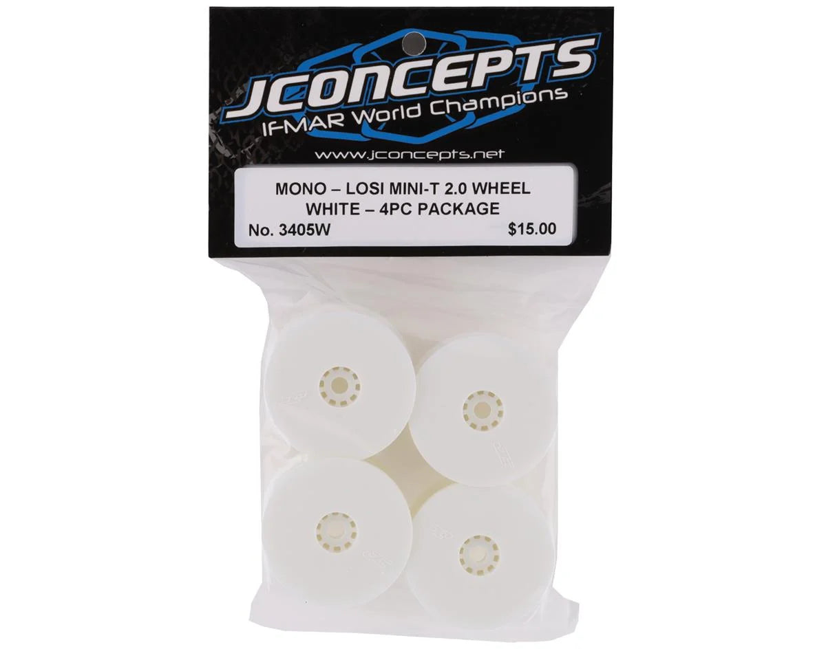 JConcepts Losi Mini-T 2.0 Mono Wheel Set (White) (4)