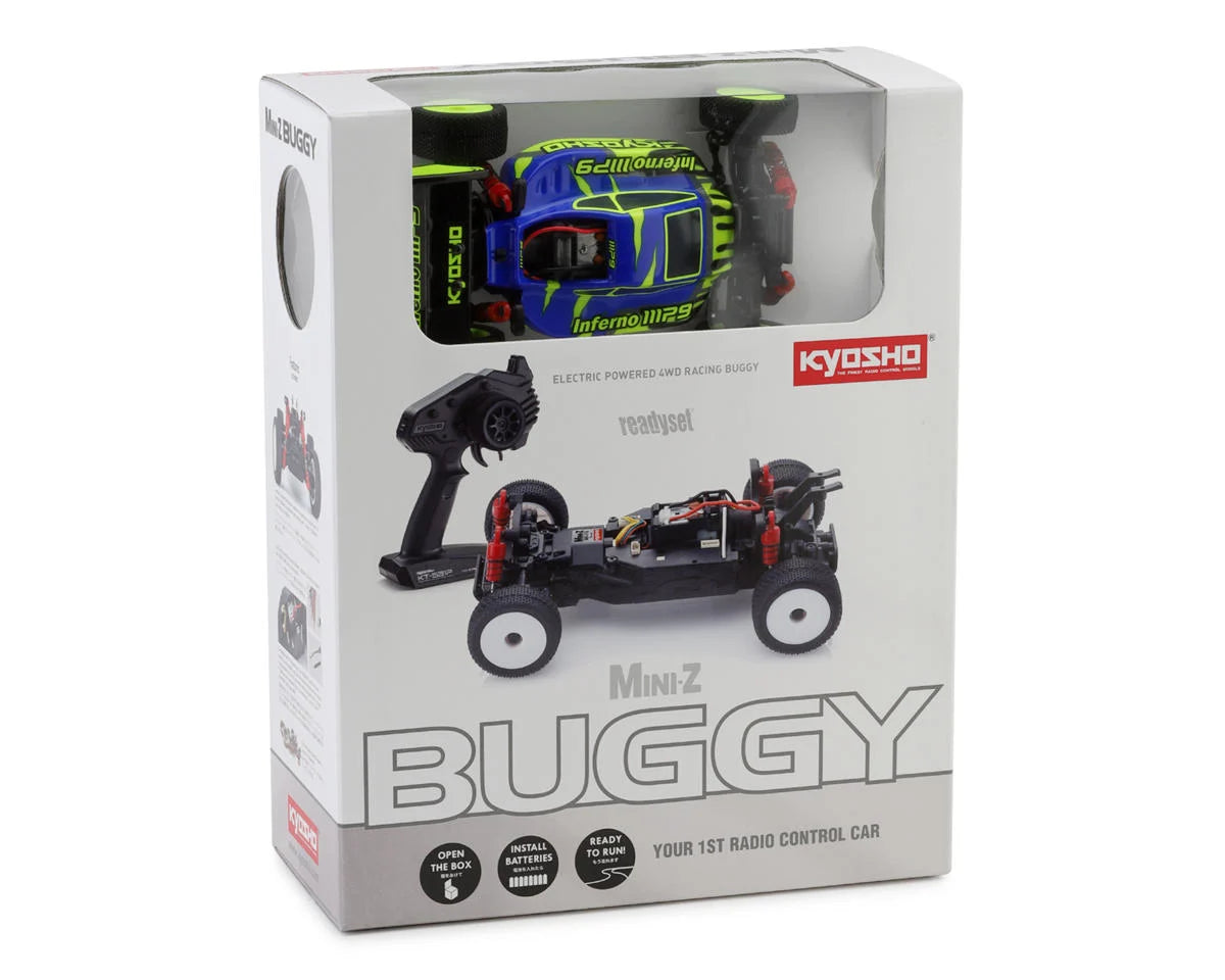 MB-010 Mini-Z Inferno MP9 Electric 4WD Micro Buggy Readyset (Blue/Yellow) w/2.4GHz Radio