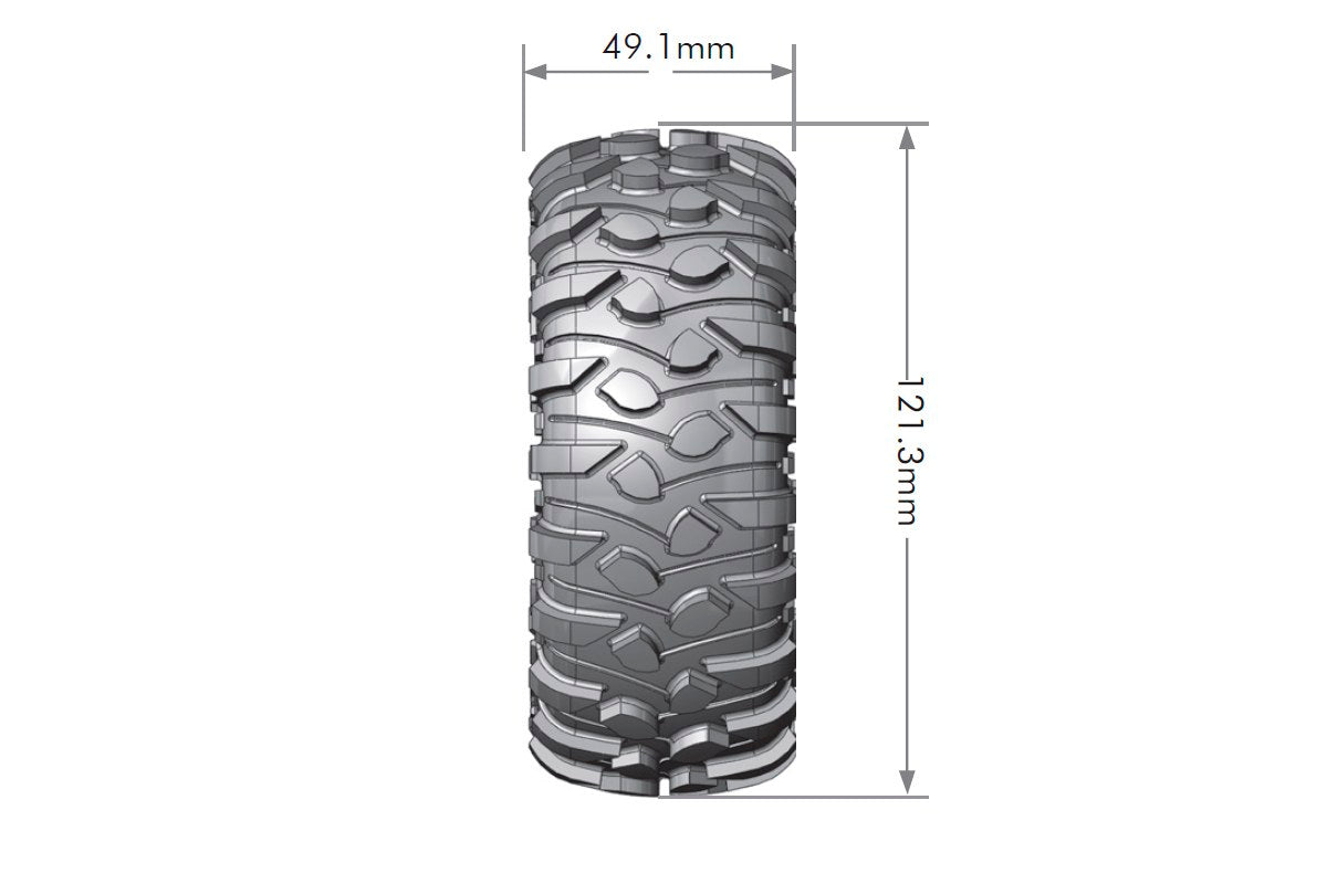 CR-Rowdy 1/10 1.9" Crawler Tires, 12mm Hex, Super Soft, Mounted on Black Chrome Rim, Front/Rear (2)