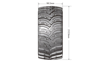 MFT X-Cyclone Arrma Kraton 8S Sport Monster Truck Tires, 24mm Hex, Mounted on Black Rim (2)