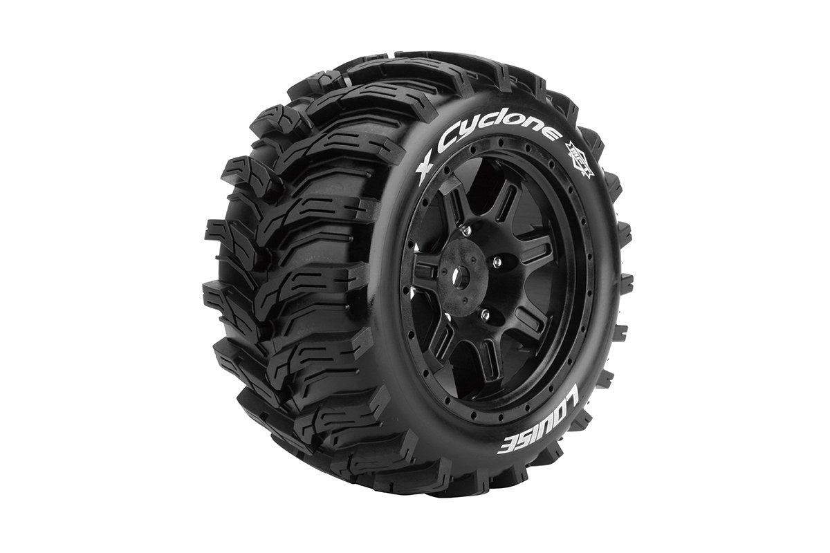 MFT X-Cyclone Arrma Kraton 8S Sport Monster Truck Tires, 24mm Hex, Mounted on Black Rim (2)