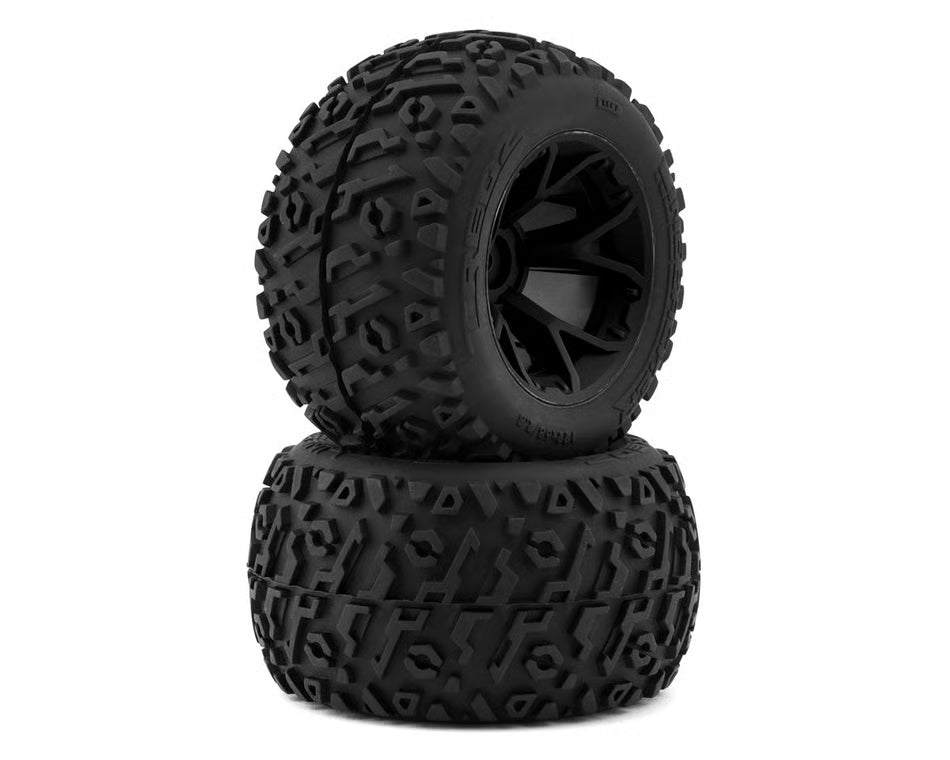 Maverick Linebacker Pre-Mounted Monster Truck Tires (Black) (2) w/14mm Hex