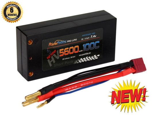 2s 7.6V 5600mah 100c HV Shorty Lipo Battery with Deans