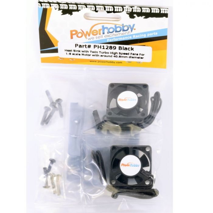 Powerhobby Heat Sink w Twin Turbo High Speed Cooling Fans 1/8 Motors Black