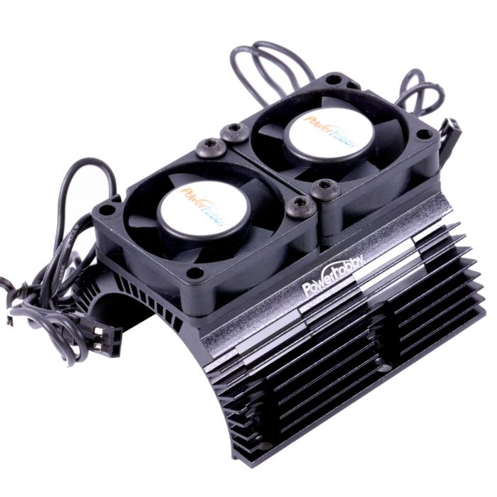 Powerhobby Heat Sink w Twin Turbo High Speed Cooling Fans 1/8 Motors Black