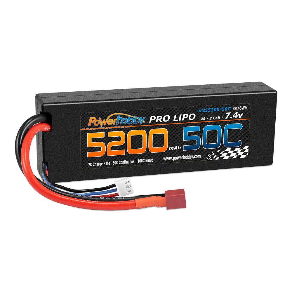 2S 7.4V 5200mAh 50C Lipo Battery Pack w Deans Plug Hard Case