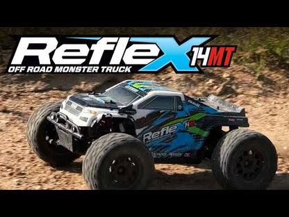 Reflex 14MT 1/14 RTR 4WD Brushless Mini Monster Truck Combo (Green/Blue) w/2.4GHz Radio, Battery & Charger