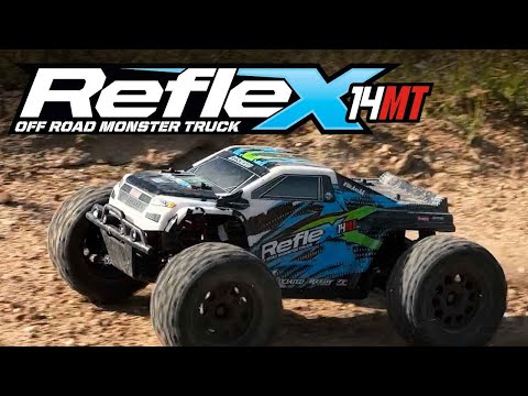 Reflex 14MT 1/14 RTR 4WD Brushless Mini Monster Truck Combo (Green/Blue) w/2.4GHz Radio, Battery & Charger