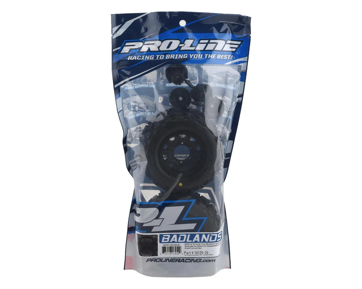 Badlands MX28 2.8" Pre-Mounted Tires w/Raid 6x30 Wheels (2) (M2) (Black) w/Removable Hex
