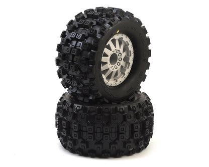 Rare Collectable Badlands MX28 2.8" Tires w/F-11 Nitro Rear Wheels (2) (Grey) w/12mm Hex
